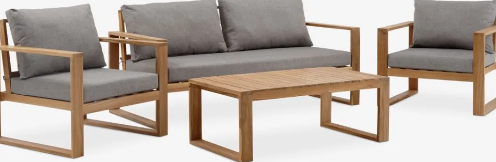 Conjuntos Mesa Y Sillas De Jardín|Muebles De Jardín>JUTLANDIA LILLEHOLMConjunto muebles jardín LILLEHOLM 4,5 plazas teca