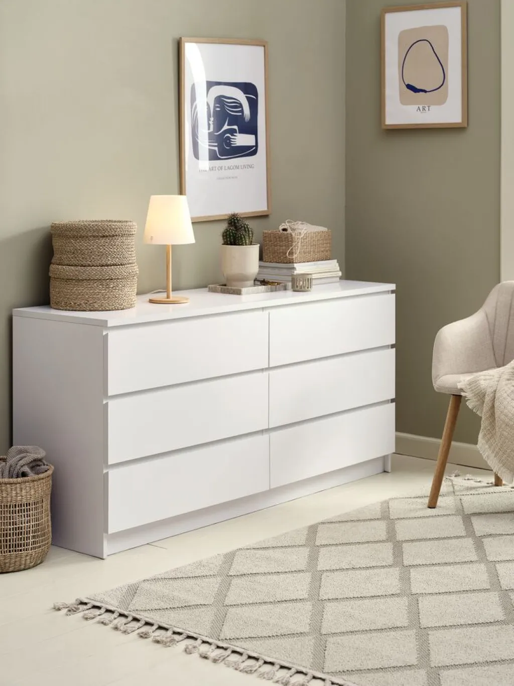 Cómodas|Cómodas>JYSK LIMFJORDENCómoda LIMFJORDEN 3+3 cajones Blanco