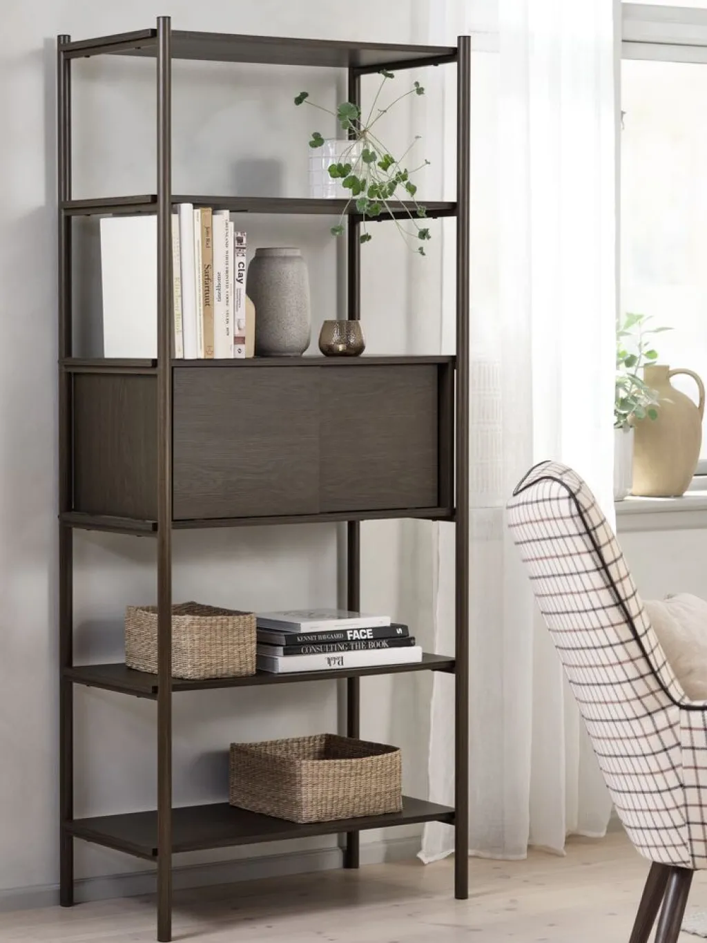 Estanterias Y Librerías|Estanterias Y Librerías>JYSK LINDVEDEstantería LINDVED 6 estantes 2 puertas color roble oscuro