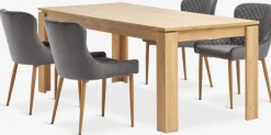 Mesas De Comedor|Conjuntos De Comedor>JYSK LINTRUP + PEBRINGEMesa LINTRUP L190/280 roble salvaje + 4 sillas PEBRINGE gris
