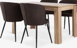 Mesas De Comedor|Conjuntos De Comedor>JYSK LINTRUP + RISSKOVMesa LINTRUP L140 roble + 4 sillas RISSKOV marrón oscuro Marrón oscuro+Negro