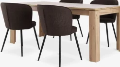 Mesas De Comedor|Conjuntos De Comedor>JYSK LINTRUP + RISSKOVMesa LINTRUP L190/280 roble salvaje +4 sillas RISSKOV marrón Marrón oscuro+Negro