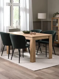 Mesas De Comedor|Conjuntos De Comedor>JYSK LINTRUP + RISSKOVMesa LINTRUP L140 roble salvaje + 4 RISSKOV terciopelo verde Verde oscuro+Negro