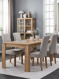Mesas De Comedor|Conjuntos De Comedor>JYSK LINTRUP + TUREBYMesa LINTRUP L190/280 roble salvaje + 4 sillas TUREBY beis