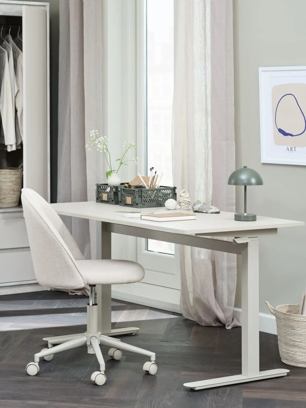Escritorios|Escritorios Elevables>JYSK LUNDTOFTEscritorio elevable gas LUNDTOFT 70x130 beis Beige