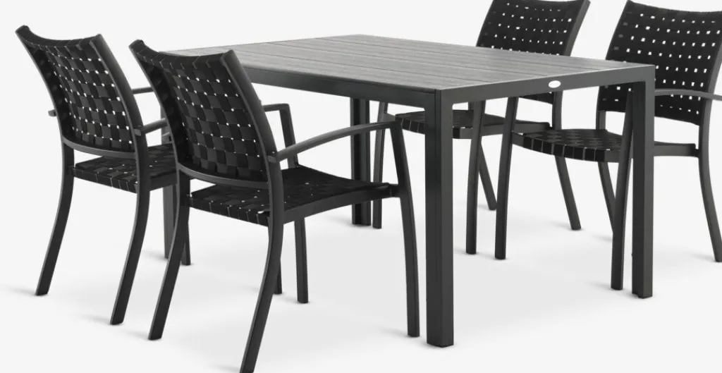 Conjuntos Mesa Y Sillas De Jardín>JUTLANDIA MADERUP + GLOMFJORDMesa MADERUP L150 + 4 sillas GLOMFJORD negro