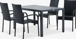 Conjuntos Mesa Y Sillas De Jardín>JUTLANDIA MADERUP + GUDHJEMMesa MADERUP L150 + 4 sillas GUDHJEM negro