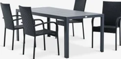 Conjuntos Mesa Y Sillas De Jardín>JUTLANDIA MADERUP + GUDHJEMMesa MADERUP L205 + 4 sillas GUDHJEM negro