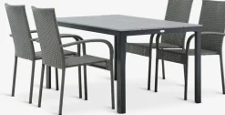 Conjuntos Mesa Y Sillas De Jardín>JYSK MARIELYST + GUDHJEMMesa MARIELYST L150 + 4 sillas GUDHJEM Gris
