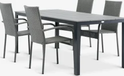 Conjuntos Mesa Y Sillas De Jardín>JYSK MARIELYST + GUDHJEMMesa MARIELYST L205 + 4 sillas GUDHJEM Gris