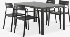 Conjuntos Mesa Y Sillas De Jardín>JYSK MARIELYST + INGSTRUPMesa MARIELYST L150 + 4 sillas INGSTRUP negro Gris