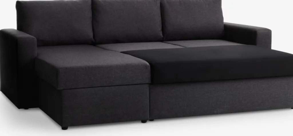 Sofás Cama|Sofás Cama>JYSK MARSLEVSofá cama con chaise longue MARSLEV tela Gris oscuro
