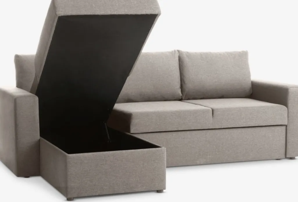 Sofás Cama|Sofás Cama>JYSK MARSLEVSofá cama con chaise longue MARSLEV tela Gris claro