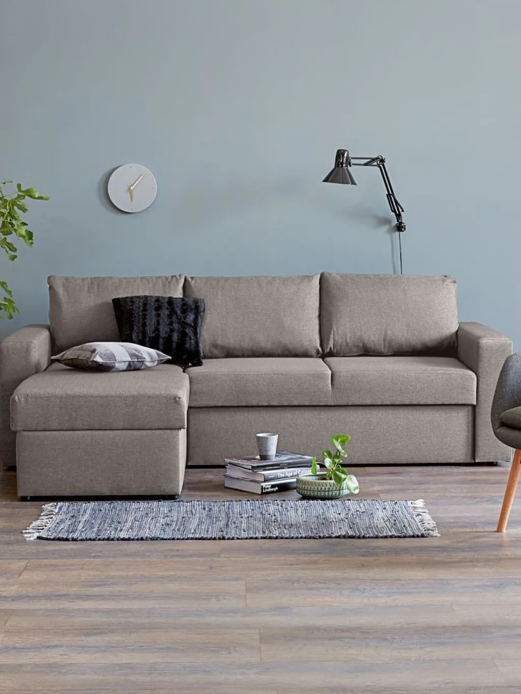 Sofás Cama|Sofás Cama>JYSK MARSLEVSofá cama con chaise longue MARSLEV tela Gris claro