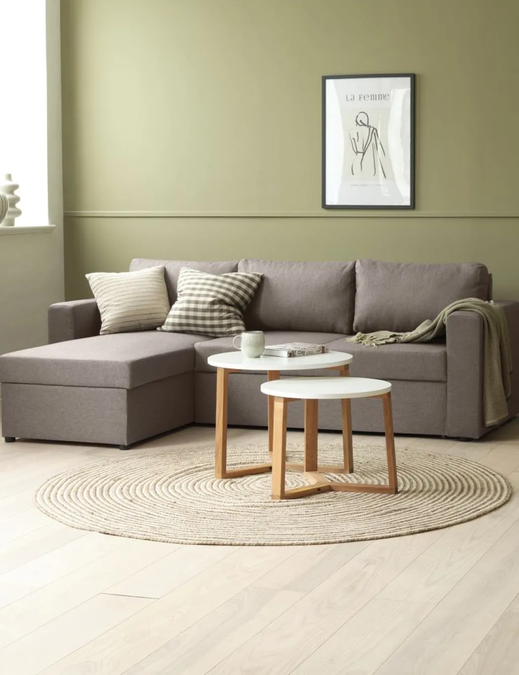 Sofás Cama|Sofás Cama>JYSK MARSLEVSofá cama con chaise longue MARSLEV tela Gris claro