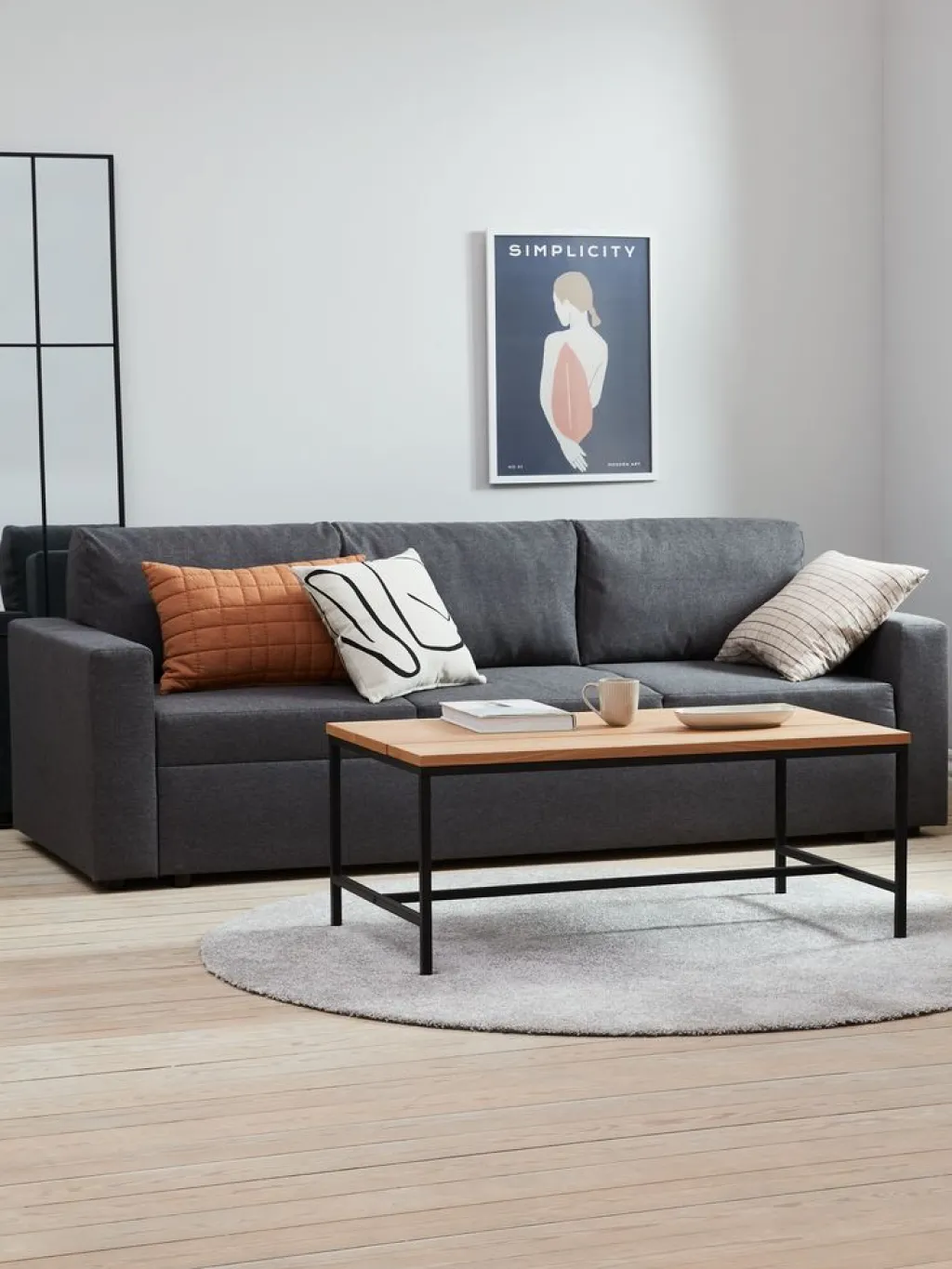 Sofás Cama|Sofás Cama>JYSK MARSLEVSofá cama MARSLEV 3 plazas tela gris oscuro