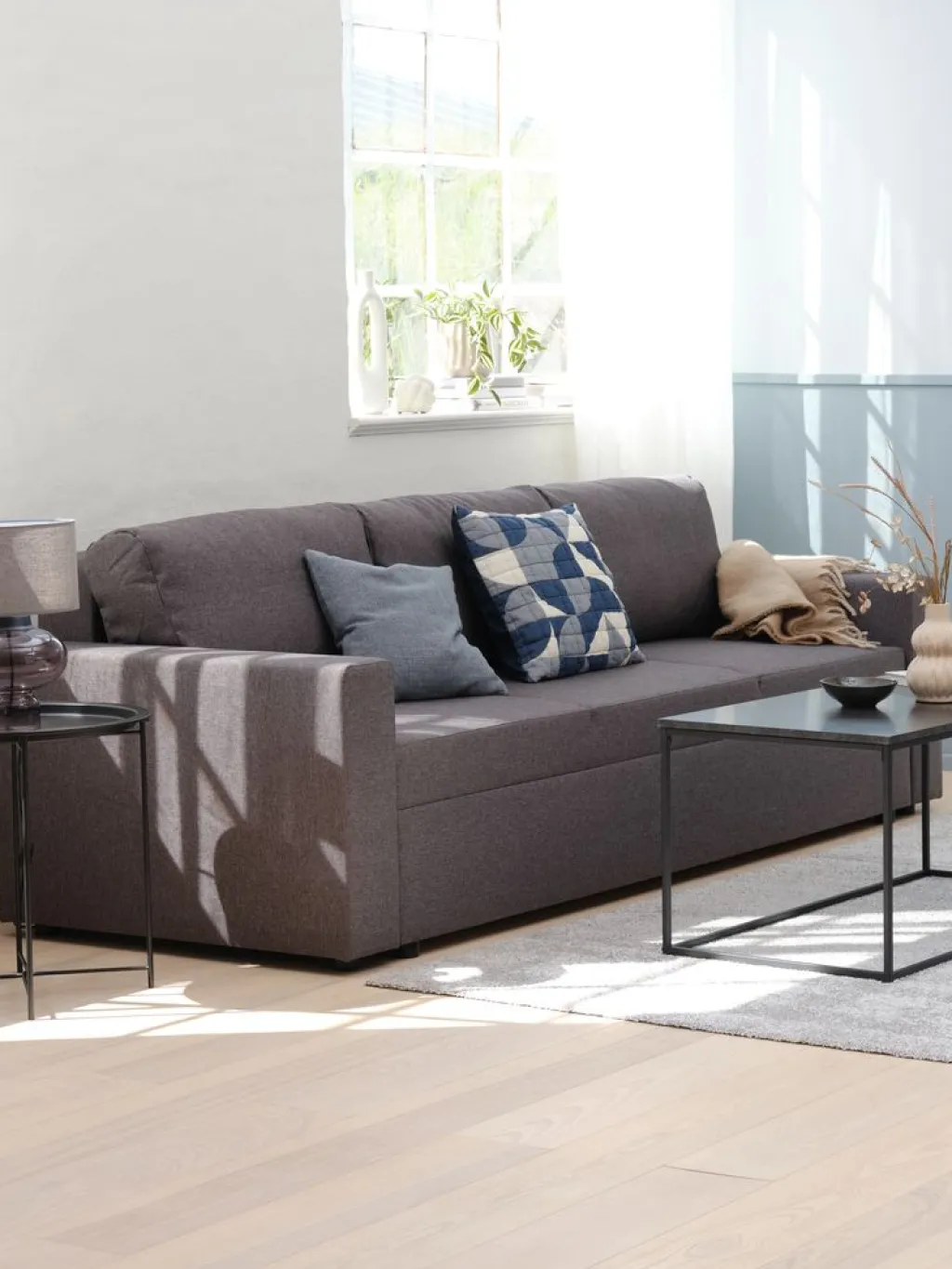 Sofás Cama|Sofás Cama>JYSK MARSLEVSofá cama MARSLEV 3 plazas tela gris oscuro