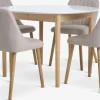Mesas De Comedor|Conjuntos De Comedor>JYSK MARSTRAND + ADSLEVMesa MARSTRAND Ø110 blanco + 4 sillas ADSLEV beis