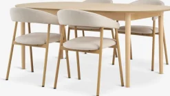 Mesas De Comedor|Conjuntos De Comedor>JYSK MARSTRAND + EJSINGMesa MARSTRAND L200 roble natural + 4 sillas EJSING beis