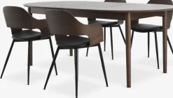 Mesas De Comedor|Conjuntos De Comedor>JYSK MARSTRAND + HVIDOVREMesa MARSTRAND L200/280 roble oscuro + 4 HVIDOVRE roble