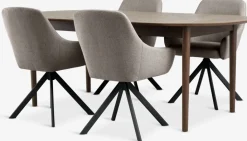Mesas De Comedor|Conjuntos De Comedor>JYSK MARSTRAND + ROSTRUPMesa MARSTRAND L200/280 roble oscuro +4 sillas ROSTRUP arena