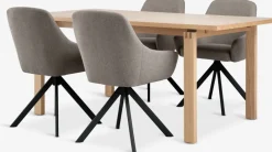 Mesas De Comedor|Conjuntos De Comedor>JYSK MEJLSKOV + ROSTRUPMesa MEJLSKOV L180 roble + 4 sillas ROSTRUP arena/negro