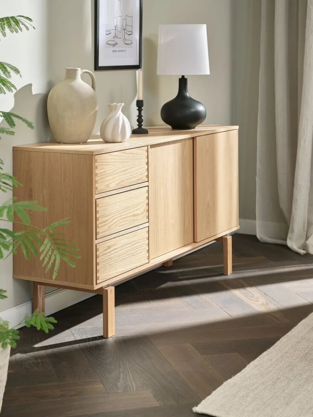Aparadores|Aparadores>JYSK MEJLSKOVAparador MEJLSKOV 2 puertas 3 cajones roble natural
