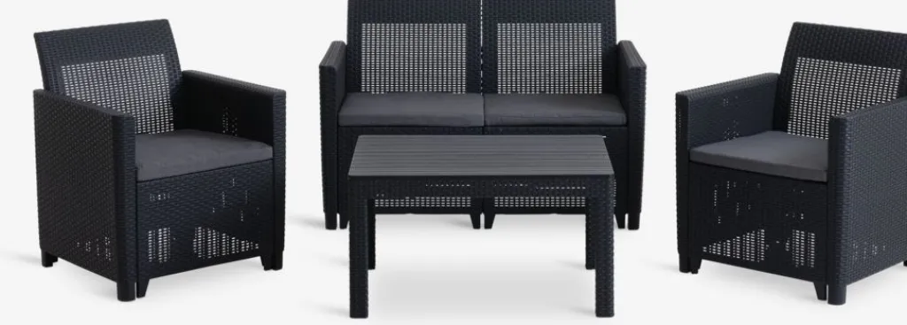 Conjuntos Mesa Y Sillas De Jardín|Muebles De Jardín>JYSK MOLDEConjunto muebles jardín MOLDE 4 plazas gris
