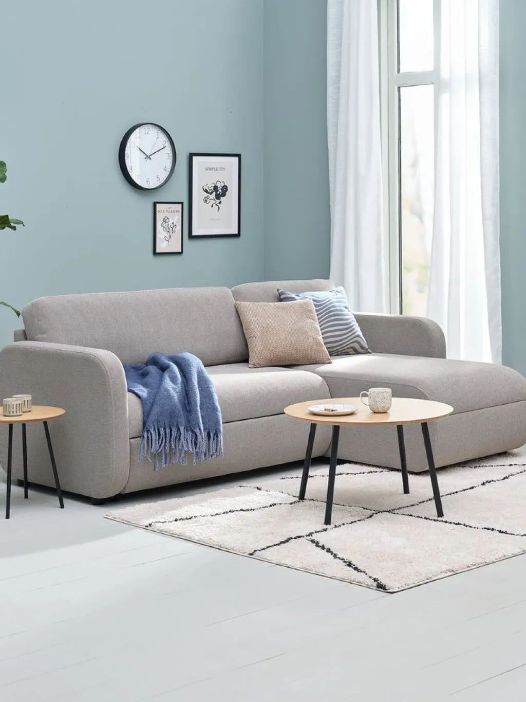 Sofás Cama|Sofás Cama>JYSK MOMMARKSofá cama chaise longue MOMMARK tela beis