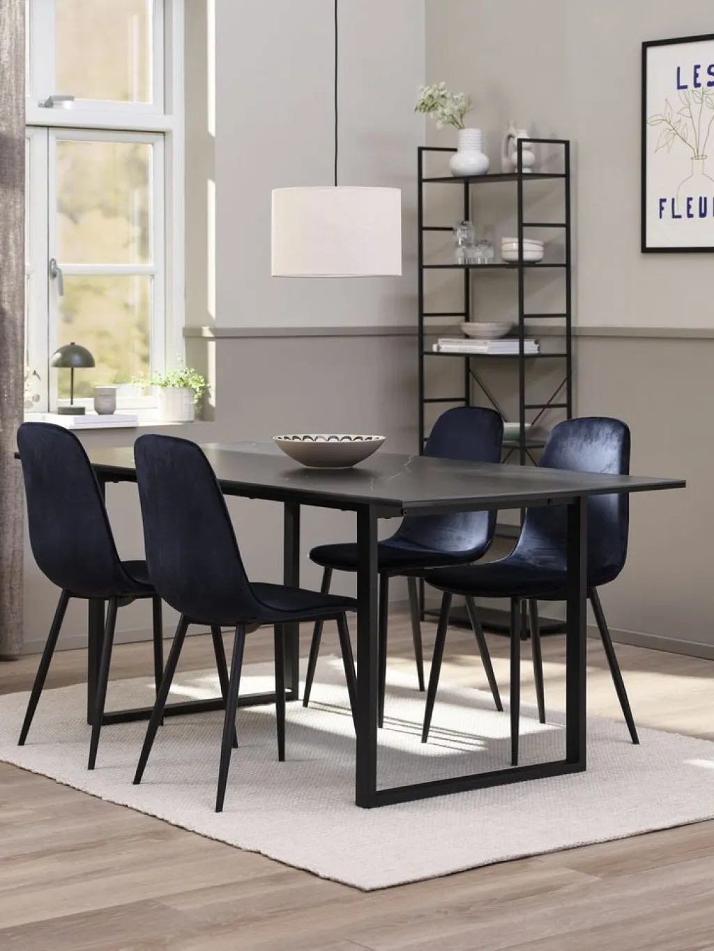 Mesas De Comedor>JYSK MOSELUNDMesa de comedor MOSELUND 90x180 cerámica negro