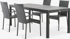 Conjuntos Mesa Y Sillas De Jardín>JYSK MOSS + GUDHJEMMesa MOSS L214/315 + 4 sillas GUDHJEM gris