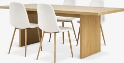 Mesas De Comedor|Conjuntos De Comedor>JYSK MUNKEBY + JONSTRUPMesa MUNKEBY L220 roble cálido + 4 sillas JONSTRUP blanco