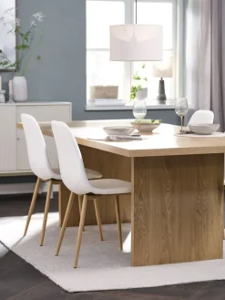 Mesas De Comedor|Conjuntos De Comedor>JYSK MUNKEBY + JONSTRUPMesa MUNKEBY L220 roble cálido + 4 sillas JONSTRUP blanco