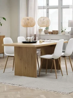 Mesas De Comedor|Conjuntos De Comedor>JYSK MUNKEBY + JONSTRUPMesa MUNKEBY L180 roble cálido + 4 sillas JONSTRUP blanco