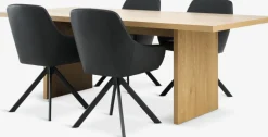 Mesas De Comedor|Conjuntos De Comedor>JYSK MUNKEBY + ROSTRUPMesa MUNKEBY L220 roble cálido + 4 sillas ROSTRUP negro