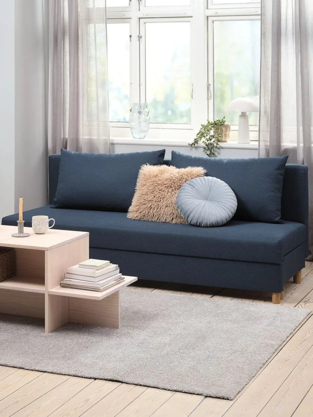 Sofás Cama|Sofás Cama>JYSK NORSMINDESofá cama NORSMINDE tela azul Gris claro