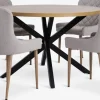 Mesas De Comedor|Conjuntos De Comedor>JYSK NORTOFT + BELLINGEMesa NORTOFT Ø120 roble cálido+4 sillas BELLINGE arena/roble