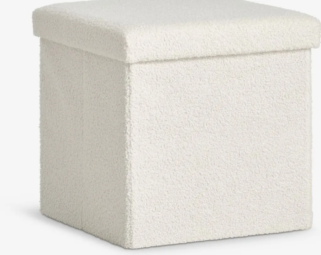 Pufs|Pufs>JYSK NYSTEDPuf NYSTED 38x38 con almacenaje felpa blanco crudo