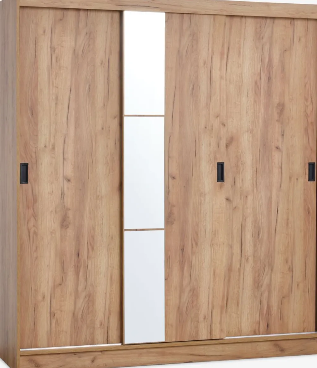 Armarios|Todos Los Armarios>JYSK ODDERArmario ODDER 179x201 3 puertas correderas con espejo roble Roble salvaje natural