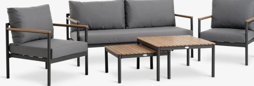 Conjuntos Mesa Y Sillas De Jardín|Muebles De Jardín>JUTLANDIA ODDESUNDConjunto muebles jardín ODDESUND 4,5 plazas Gris