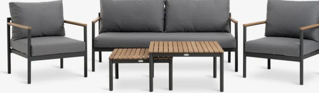 Conjuntos Mesa Y Sillas De Jardín|Muebles De Jardín>JUTLANDIA ODDESUNDConjunto muebles jardín ODDESUND 4,5 plazas Gris