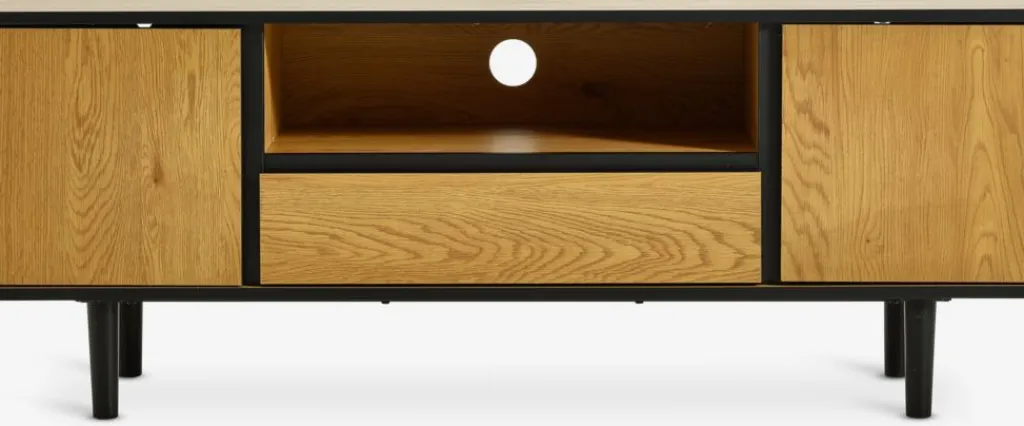 Muebles De TV>JYSK ODENSEMueble TV ODENSE 2 puertas 1 cajón color roble cálido/negro
