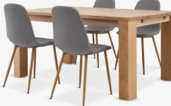 Mesas De Comedor|Conjuntos De Comedor>JYSK OLDE + JONSTRUPMesa OLDE L160 roble natural + 4 sillas JONSTRUP gris