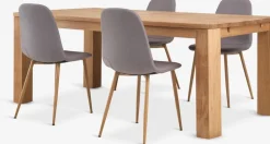 Mesas De Comedor|Conjuntos De Comedor>JYSK OLDE + JONSTRUPMesa OLDE L200 roble natural + 4 sillas JONSTRUP gris