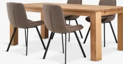 Mesas De Comedor|Conjuntos De Comedor>JYSK OLDE + MELBYMesa OLDE L200 roble + 4 sillas MELBY marrón claro/negro