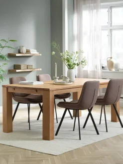 Mesas De Comedor|Conjuntos De Comedor>JYSK OLDE + MELBYMesa OLDE L200 roble + 4 sillas MELBY marrón claro/negro