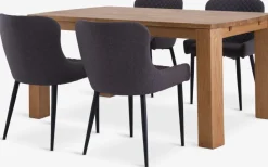 Mesas De Comedor|Conjuntos De Comedor>JYSK OLDE + PEBRINGEMesa OLDE L160 roble natural + 4 sillas PEBRINGE gris/negro