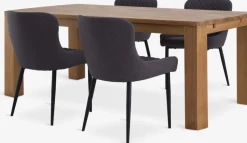Mesas De Comedor|Conjuntos De Comedor>JYSK OLDE + PEBRINGEMesa OLDE L200 roble natural + 4 sillas PEBRINGE gris/negro