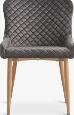 Sillas De Comedor>JYSK PEBRINGESilla de comedor PEBRINGE terciopelo /roble natural Gris
