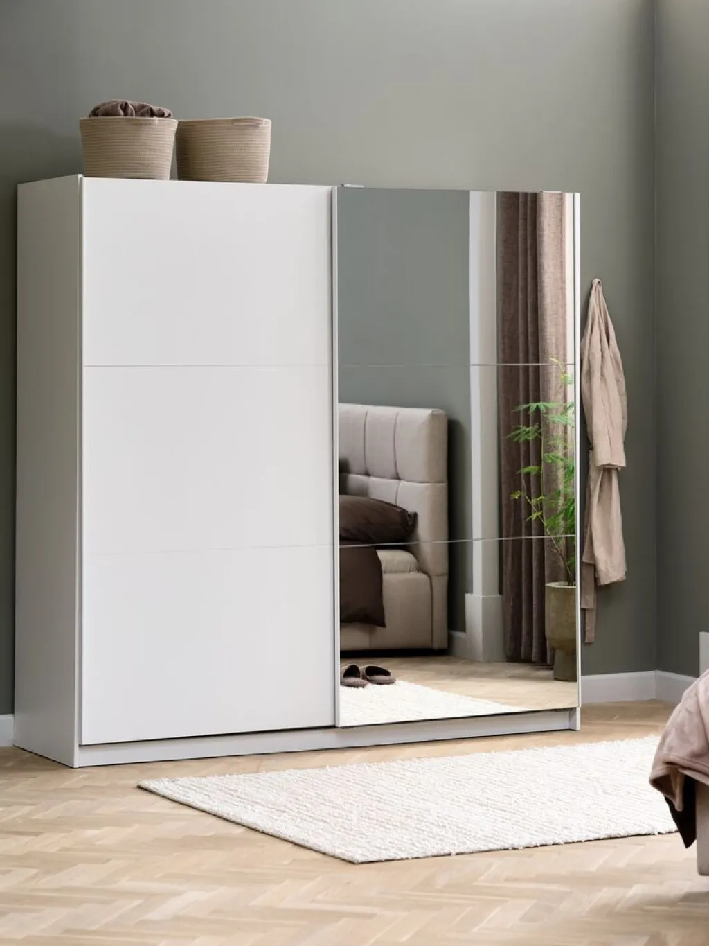 Armarios|Todos Los Armarios>JYSK RABERGArmario RABERG 200x200 con espejo blanco Blanco+Cristal de espejo